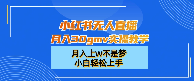 小红书无人直播月入30gmv实操教学，月入上w不是梦，小白轻松上手【揭秘】-泡泡网赚