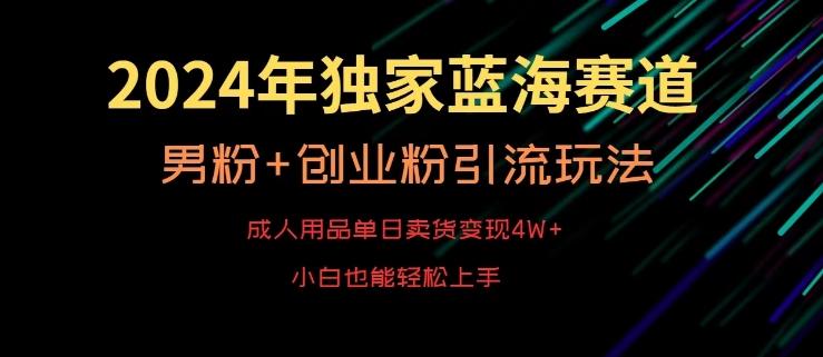 2024年独家蓝海赛道，成人用品单日卖货变现4W+，男粉+创业粉引流玩法，不愁搞不到流量【揭秘】-泡泡网赚
