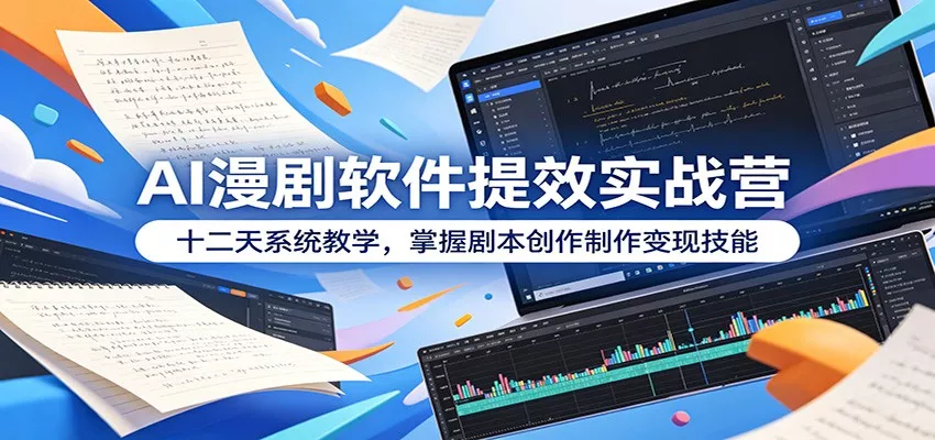 AI漫剧软件提效实战营：十二天系统教学，掌握剧本创作制作变现技能-泡泡网赚