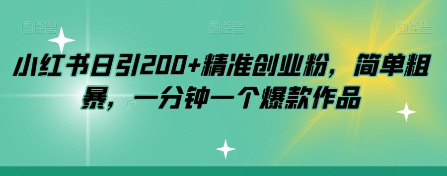 小红书日引200+精准创业粉，简单粗暴，一分钟一个爆款作品【揭秘】-泡泡网赚