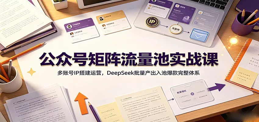 公众号矩阵流量池实战课：多账号IP搭建运营，DeepSeek批量产出入池爆款完整体系-泡泡网赚