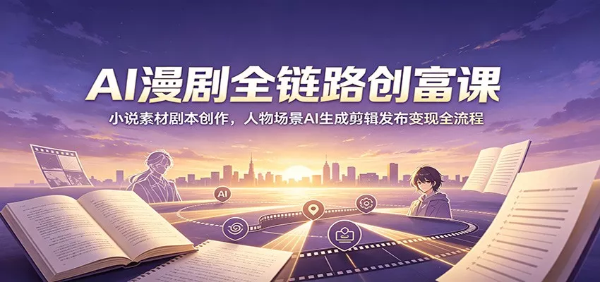 AI漫剧全链路创富课：小说素材剧本创作，人物场景AI生成剪辑发布变现全流程-泡泡网赚