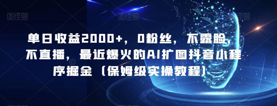 单日收益2000+，0粉丝，不露脸，不直播，最近爆火的AI扩图抖音小程序掘金（保姆级实操教程）-泡泡网赚