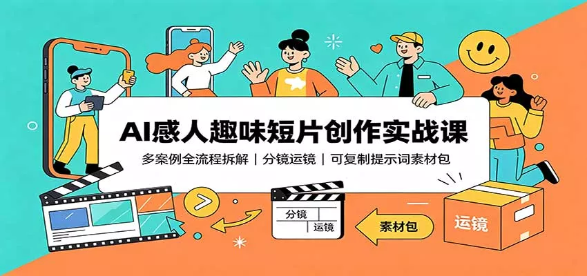 AI感人趣味短片创作实战课：多案例全流程拆解，分镜运镜，可复制提示词素材包-泡泡网赚