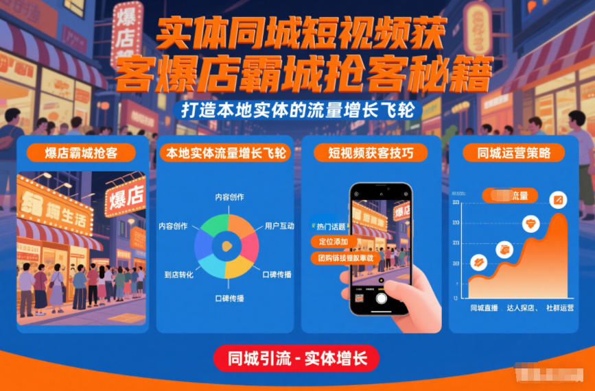 实体同城短视频获客爆店霸城抢客秘籍，打造本地实体的流量增长飞轮-泡泡网赚