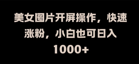 美女图片开屏操作，快速涨粉，小白也可日入1k【揭秘】-泡泡网赚