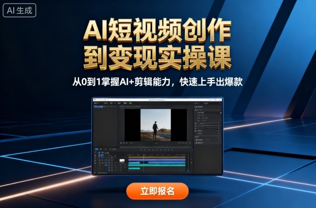 AI短视频创作到变现实操课，从0到1掌握AI+剪辑能力，快速上手出爆款(更新10月)-泡泡网赚