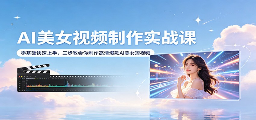 AI美女视频制作实战课：零基础快速上手，三步教会你制作高清爆款AI美女短视频-泡泡网赚