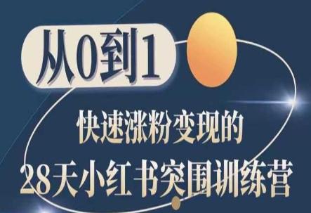 28天小红书突围训练营，从0到1快速涨粉变现-泡泡网赚