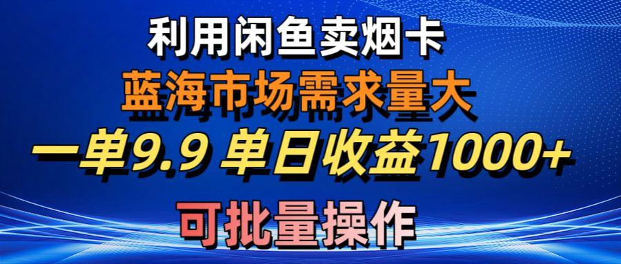 利用咸鱼卖烟卡，蓝海市场需求量大，一单9.9单日收益1000+，可批量操作-泡泡网赚