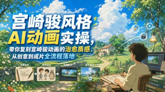 宫崎骏风格AI动画实操，带你复刻宫崎骏动画的治愈质感，从创意到成片全流程落地-泡泡网赚