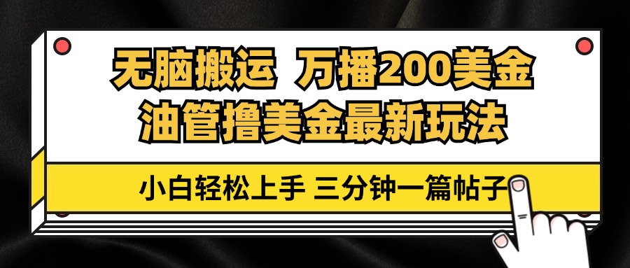油管无脑搬运撸美金玩法教学，万播200刀，三分钟一篇帖子，小白轻松上手-泡泡网赚