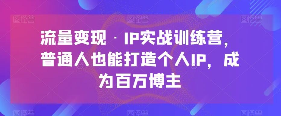 流量变现·IP实战训练营，普通人也能打造个人IP，成为百万博主-泡泡网赚