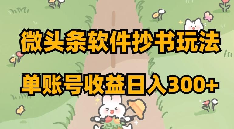 微头条软件抄书玩法，单账号收益日入300+【揭秘】-泡泡网赚