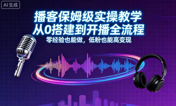 播客保姆级实操教学，从0搭建到开播全流程，零经验也能做，低粉也能高变现-泡泡网赚