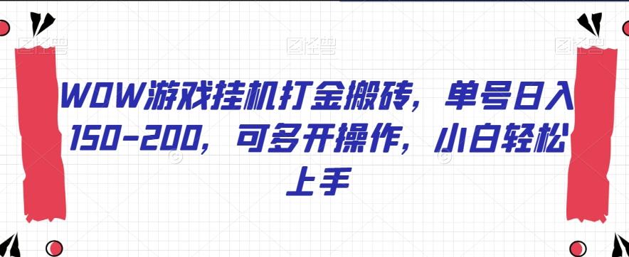WOW游戏挂机打金搬砖，单号日入150-200，可多开操作，小白轻松上手【揭秘】-泡泡网赚
