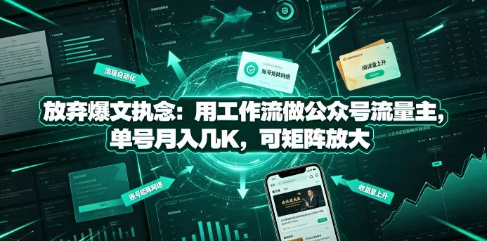 放弃爆文执念：用工作流做公众号流量主，单号月入几K，可矩阵放大-泡泡网赚