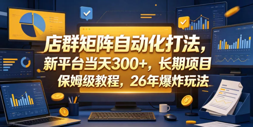 店群矩阵自动化打法，新平台当天300+，长期项目，保姆级教程，26年爆炸玩法【揭秘】-泡泡网赚
