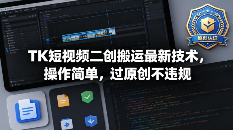 TK短视频二创搬运最新技术，操作简单，过原创不违规-泡泡网赚