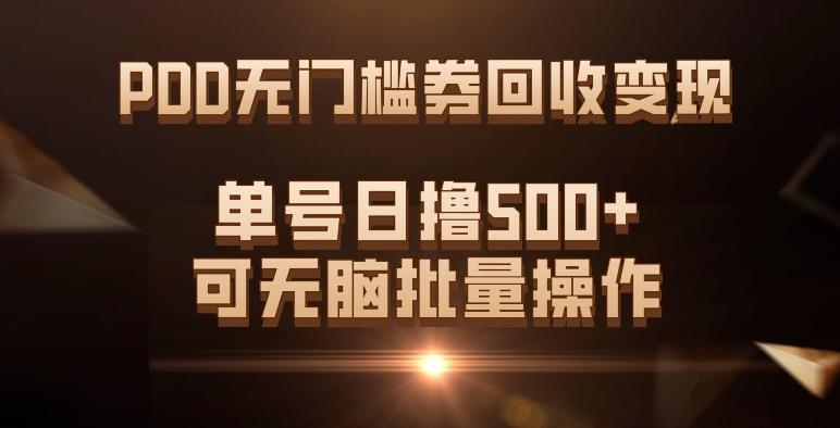 PDD无门槛券回收变现，单号日撸500+，可无脑批量操作-泡泡网赚