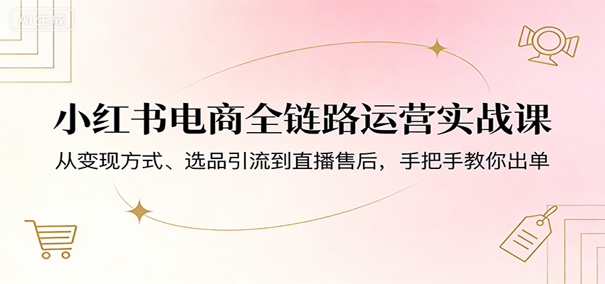 小红书电商全链路运营实战课：从变现方式、选品引流到直播售后，手把手教你出单-泡泡网赚