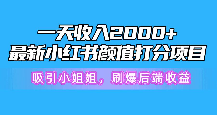 一天收入2000+，最新小红书颜值打分项目，吸引小姐姐，刷爆后端收益-泡泡网赚