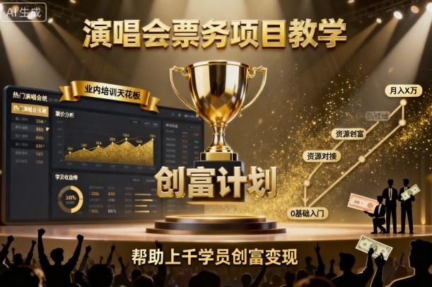 演唱会票务项目教学，业内培训天花板，帮助上千学员创富变现(更新)-泡泡网赚