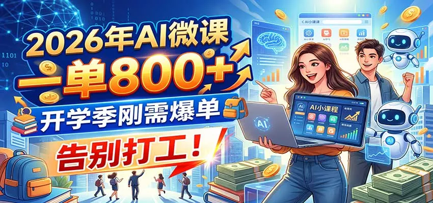 2026年AI微课，一单800+，开学季刚需爆单，告别打工！-泡泡网赚