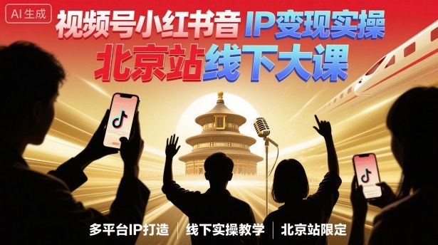 视频号小红书抖音IP变现实操北京站线下大课，40+行业短视频高变现姿势，100+IP高变现实操技术-泡泡网赚