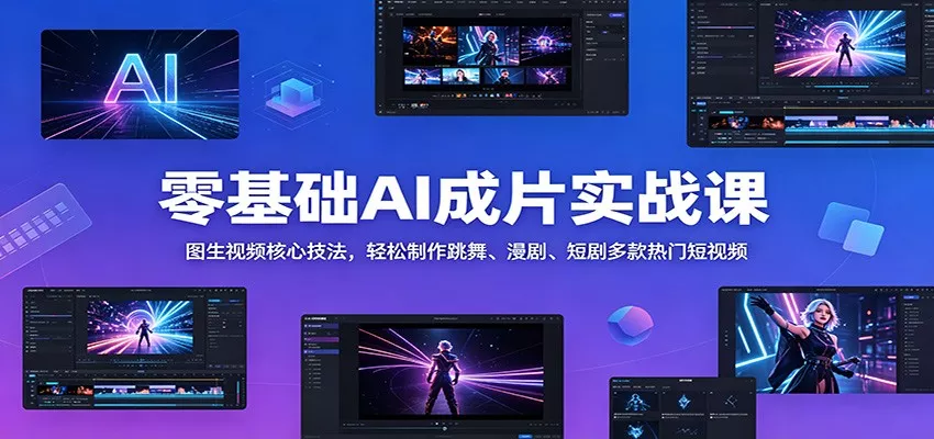 零基础AI成片实战课：图生视频核心技法，轻松制作跳舞、漫剧、短剧多款热门短视频-泡泡网赚