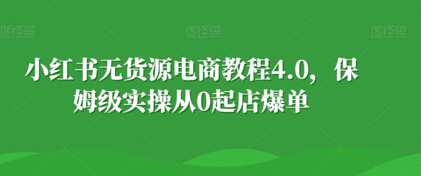 小红书无货源电商教程4.0，保姆级实操从0起店爆单【拆解】-泡泡网赚