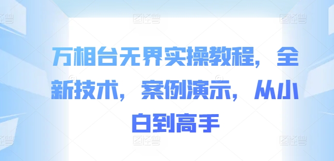 万相台无界实操教程，全新技术，案例演示，从小白到高手-泡泡网赚