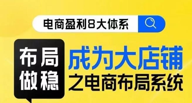 八大体系布局篇·布局做稳，成为大店的电商布局线上课-泡泡网赚