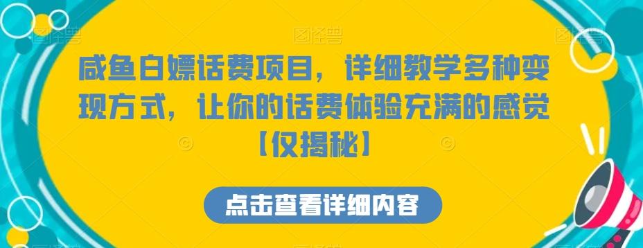 咸鱼白嫖话费项目，详细教学多种变现方式，让你的话费体验充满的感觉【仅揭秘】-泡泡网赚