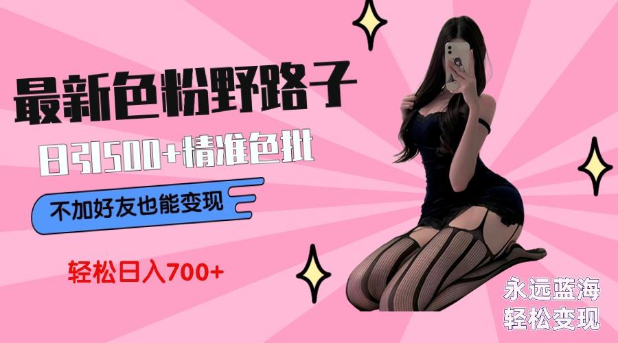 最新色粉变现野路子，日引500+老色批 可不加好友直接变现 小白轻松日入700+-泡泡网赚