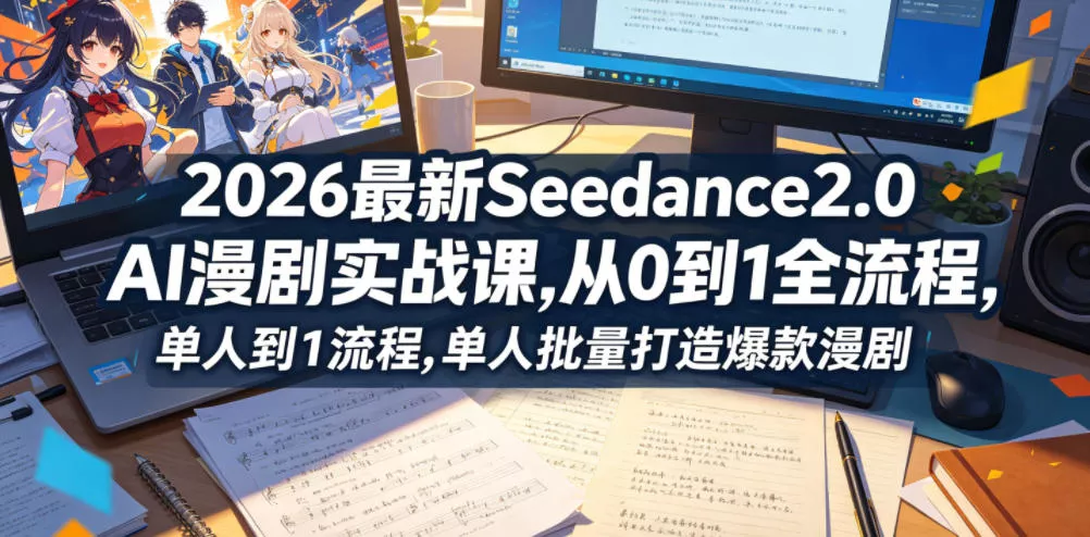 2026最新Seedance2.0 AI漫剧实战课,，从0到1全流程，单人批量打造爆款漫剧-泡泡网赚