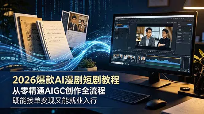 2026 爆款 AI 漫剧短剧教程 从零精通 AIGC 创作全流程 既能接单变现又能就业入行-泡泡网赚