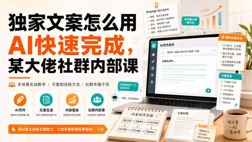 独家文案怎么用AI快速完成，某大佬社群内部课-泡泡网赚
