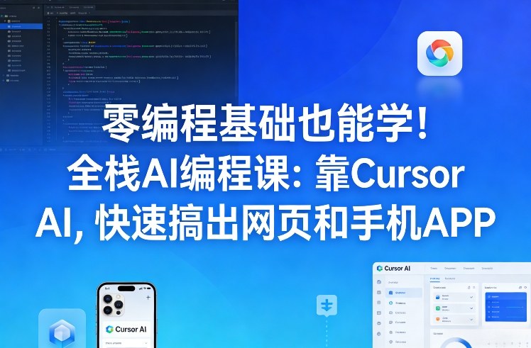 零编程基础也能学！全栈AI编程课：靠Cursor AI，快速搞出网页和手机APP-泡泡网赚