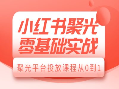 小红书聚光零基础实战，聚光平台投放课程从0到1-泡泡网赚