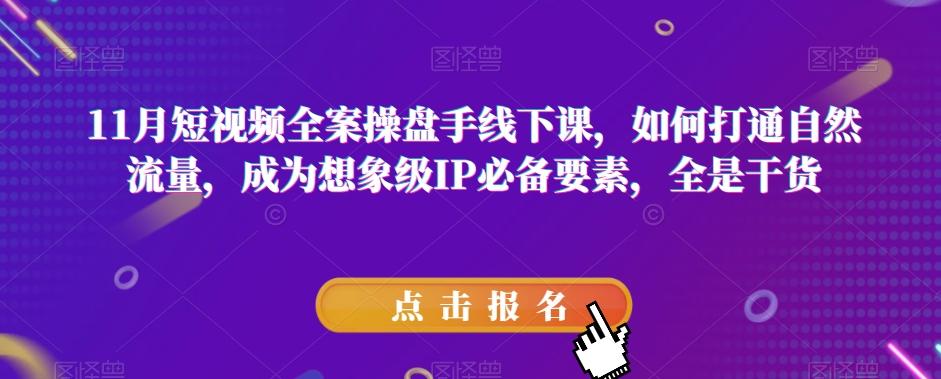 11月短视频全案操盘手线下课，如何打通自然流量，成为想象级IP必备要素，全是干货-泡泡网赚