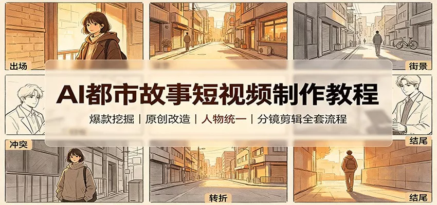 AI都市故事短视频制作教程：爆款挖掘原创改造，人物统一分镜剪辑全套流程-泡泡网赚