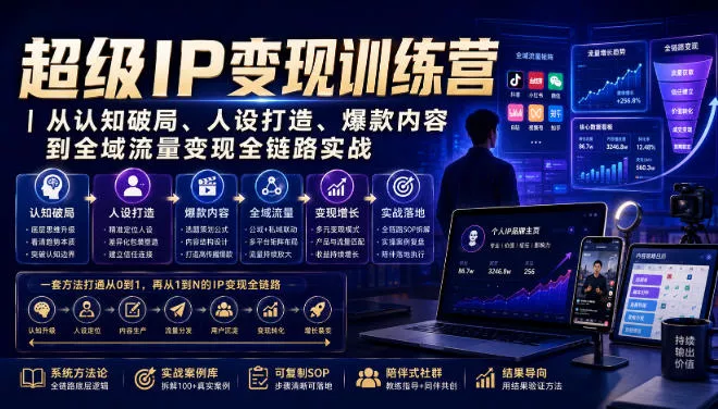 超级IP变现训练营｜从认知破局、人设打造、爆款内容到全域流量变现全链路实战-泡泡网赚
