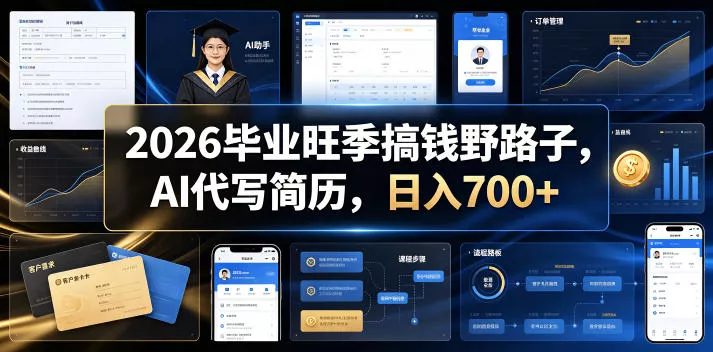 2026毕业旺季搞钱野路子，AI代写简历，日入700+【揭秘】-泡泡网赚