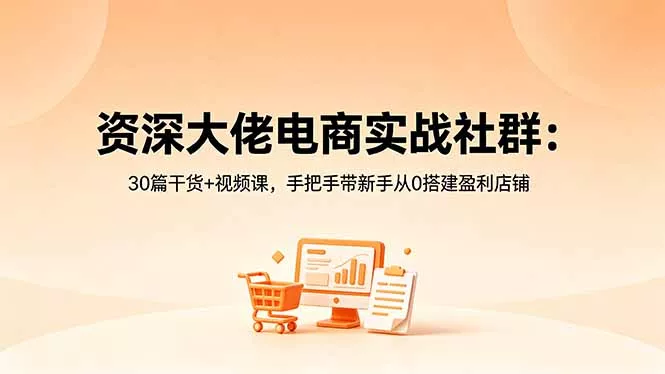 资深大佬电商实战社群：30篇干货+视频课，手把手带新手从0搭建盈利店铺-泡泡网赚