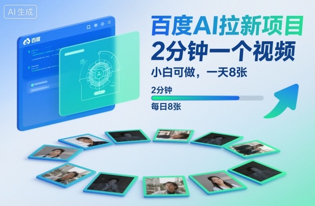 百度AI拉新项目，2分钟一个视频，小白可做，一天8张【附案例+保姆级教程】-泡泡网赚