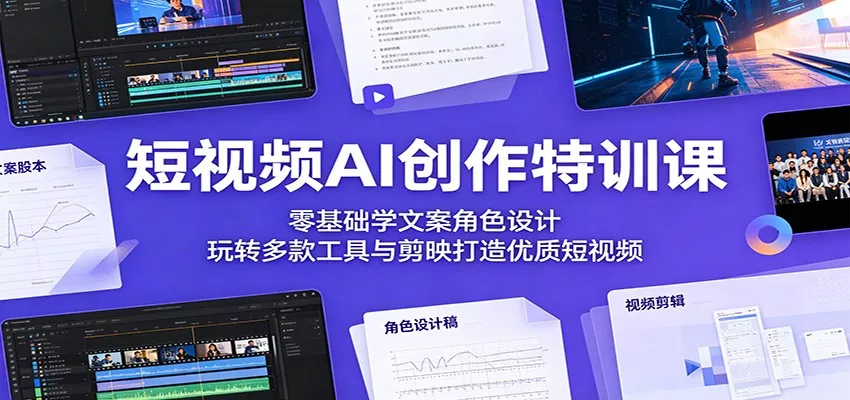 短视频AI创作特训课：零基础学文案角色设计，玩转多款工具与剪映打造优质短视频-泡泡网赚