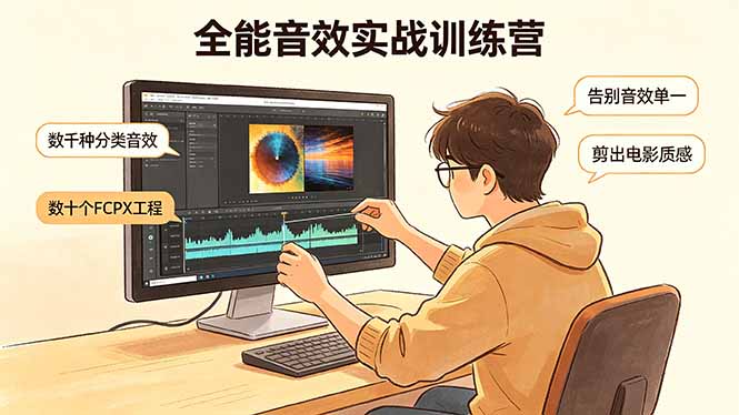 全能音效实战训练营：数千种分类音效+数十个FCPX工程，告别音效单一，剪出电影质感-泡泡网赚