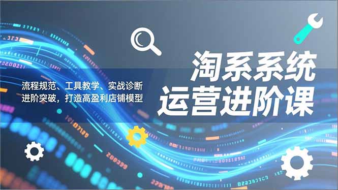 淘系系统运营进阶课2.0，流程规范、工具教学、实战诊断，进阶突破，打造高盈利店铺模型-泡泡网赚