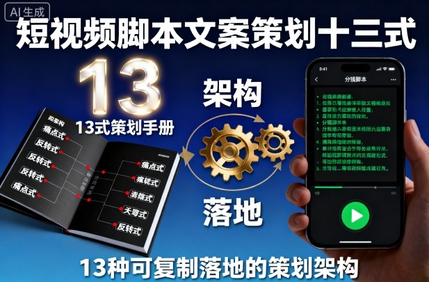 短视频脚本文案策划十三式，13种可复制落地的策划架构-泡泡网赚